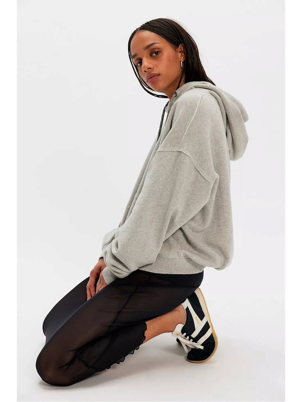 Free People Oversized Of A Feather Hoodie Sweatshirt Heather Gray Size Large NWT - Picture 12 of 13